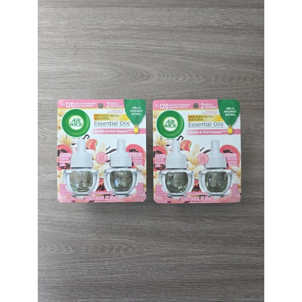 Air Wick Plug‎ In Refills Vanilla Pink Papaya 4 Pack 1.34oz New